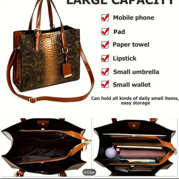 3-Piece Crocodile Pattern Handbag Set – Tote, Clutch & Wallet - Picture 3 of 3